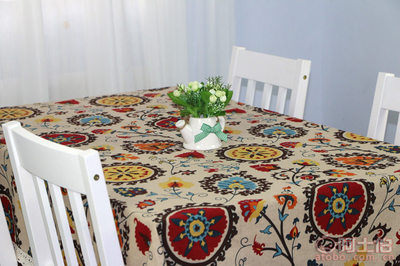 【戀尚生活廠家直銷家用太陽花田園酒店布藝棉麻長方型茶幾桌布可定制LSZB-012】臨沂市蘭山區戀尚生活家紡商行 - 產品庫